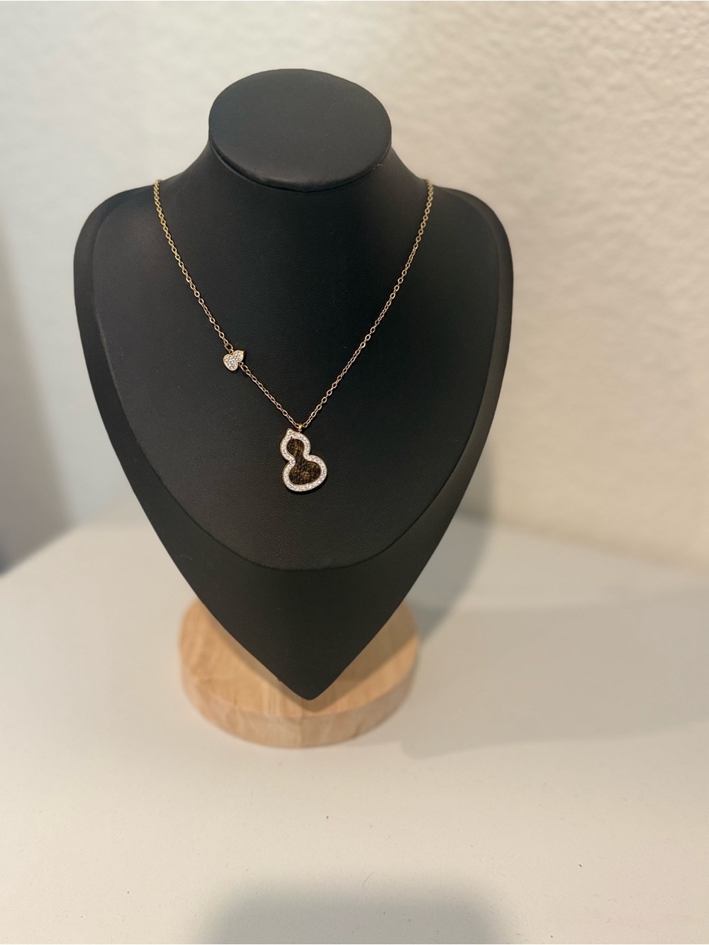 Upcycled Louis Vuitton Pendant Necklace with Crystal Accents 18k